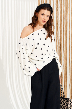 Блуза ELLETTO 13987 молочно-черный - фото 4