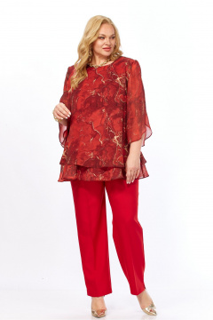 Блуза, брюки Элль-стиль 2213/16 красный_мрамор - фото 5