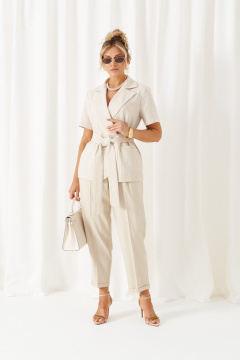 Брюки, жакет Beautiful&Free 6446 бежевый+полоска - фото 1