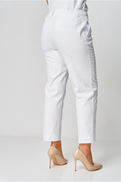 Классические прямые брюки из текстиля с стрелками и карманами БелЭльСтиль 586-2 87 22 белый_джинс - фото 5