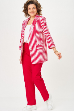 Брюки, жакет БелЭльСтиль 762-3_24_22+609 красная-полоска - фото 3