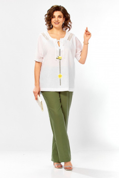 Блуза, брюки Jurimex 3502 белый-олива - фото 1