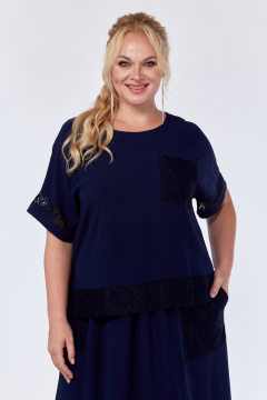 Блуза, юбка СиБон 0339 темно-синий - фото 2