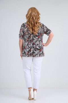 Джемпер СиБон 0248 черно-бело-красный - фото 5