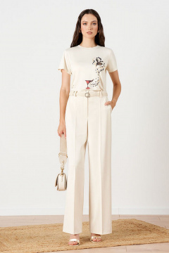 Брюки Nelva 31161 кремовая-полоска - фото 1
