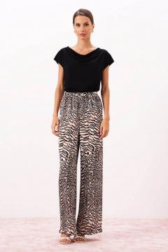 Брюки Nelva 31176 бежево-серный_принт - фото 1