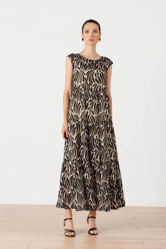 Платье Nelva 51671 черно-бежевый_принт - фото 2