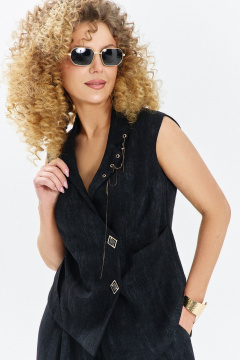 Брюки, жилет Euromoda 720 черный_меланж - фото 2