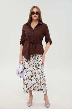 Жакет, юбка NikVa 980-6 шоколад_и_ листья_мультиколор - фото 5