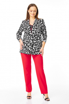 Брюки, жакет, ремень T&N 7742 черно-белый_дизайн-красный - фото 1