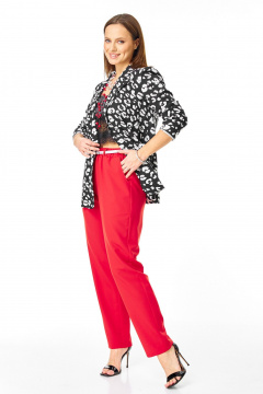 Брюки, жакет, ремень T&N 7742 черно-белый_дизайн-красный - фото 4