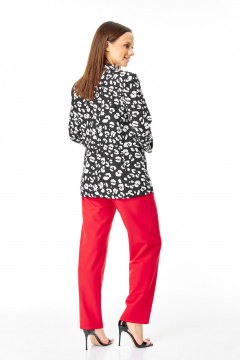 Брюки, жакет, ремень T&N 7742 черно-белый_дизайн-красный - фото 3