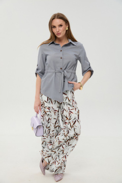 Брюки, жакет NikVa 981-8 серый_и_листья_мультиколор - фото 3