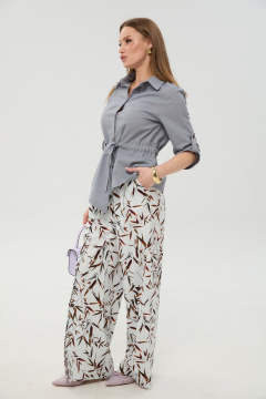 Брюки, жакет NikVa 981-8 серый_и_листья_мультиколор - фото 2