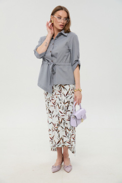 Жакет, юбка NikVa 980-8 серый_и_листья_мультиколор - фото 2