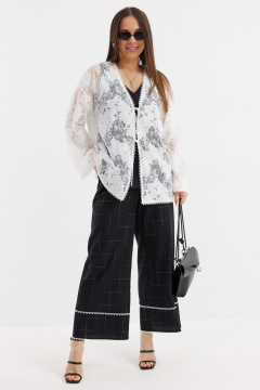 Брюки, кардиган, топ Магия моды 2712 белый, черный - фото 1