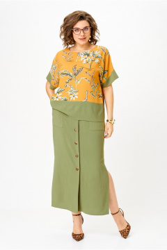 Блуза, юбка Anastasia м-1361 олива_принт - фото 2