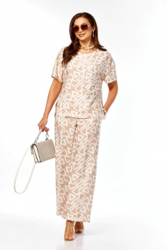 Блуза, брюки Taita plus 2611/5 беж_абстракция - фото 2