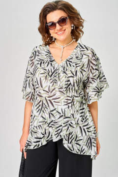 Блуза EVA GRANT 198-1 принт_листики - фото 1