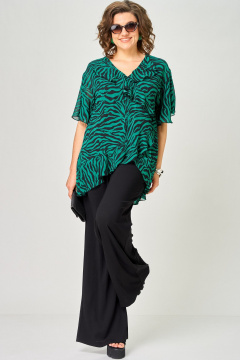 Блуза EVA GRANT 198-1 принт_изумруд - фото 3