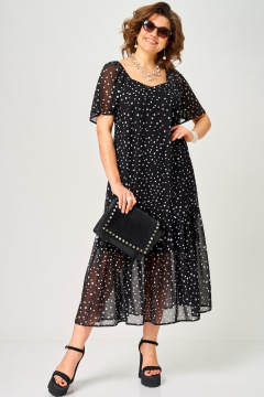 Платье EVA GRANT 7246 черный_горох - фото 4
