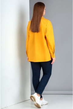 Рубашка-тuniqа свободного силуэта из хлопка на лето Таир-Гранд 62385 манго - фото 4