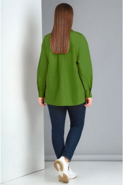 Рубашка-тuniqа свободного силуэта из текстиля на каждый день Таир-Гранд 62385 травяной - фото 5