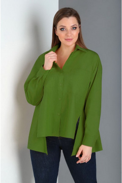 Рубашка-тuniqа свободного силуэта из текстиля на каждый день Таир-Гранд 62385 травяной - фото 3