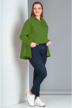 Рубашка-тuniqа свободного силуэта из текстиля на каждый день Таир-Гранд 62385 травяной - фото 2