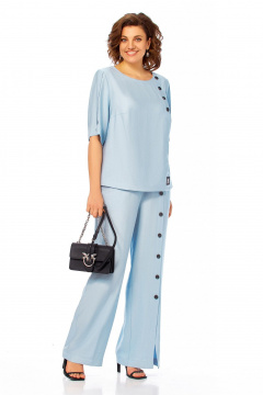 Блуза, брюки Ольга Стиль С-1022 голубой - фото 4