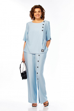 Блуза, брюки Ольга Стиль С-1022 голубой - фото 3