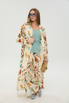 Брюки, кардиган, топ NikVa 976-7 мята_и_бохо_мультиколор - фото 3