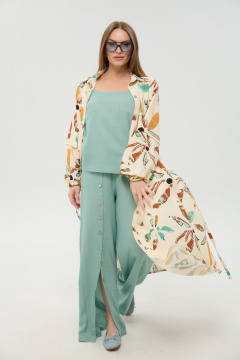 Брюки, кардиган, топ NikVa 976-9 мята_и_бохо_мультиколор - фото 3