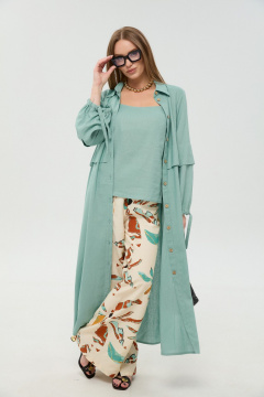 Брюки, кардиган, топ NikVa 976-11 мята_и_бохо_мультиколор - фото 4