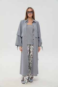 Брюки, кардиган, топ NikVa 976-15 серый_и_листья_мультиколор - фото 1