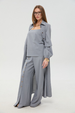 Брюки, кардиган, топ NikVa 976-16 серый - фото 5