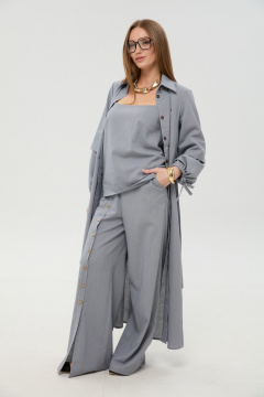 Брюки, кардиган, топ NikVa 976-16 серый - фото 1