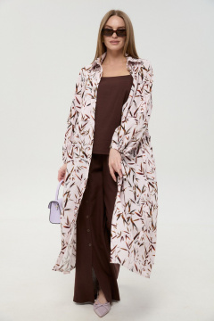 Брюки, кардиган, топ NikVa 976-18 шоколад_и_листья_мультиколор - фото 3