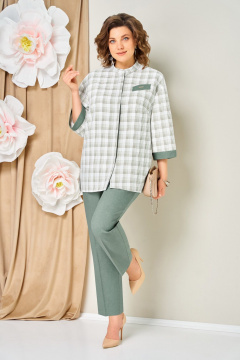 Блуза, брюки, жакет VOLNA 1465 светло-зеленый - фото 3