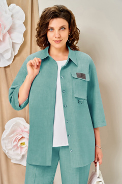 Блуза, брюки, жакет VOLNA 1473 бирюзовый - фото 5