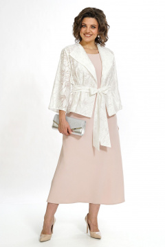 Блуза, платье Alani Collection 2519 пудра-белый - фото 2