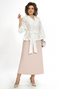 Блуза, платье Alani Collection 2519 пудра-белый - фото 1