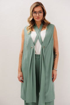 Зеленый укороченный костюм с жилетом и брюками Fantazia Mod 4787 - фото 2