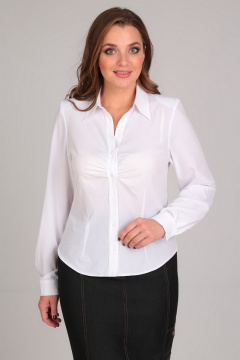 Блуза из текстиля с застежкой на планку и сборками Таир-Гранд 62314 белый - фото 1