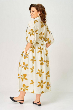 Платье Милора-стиль 1451 молочный/горчичные цветы - фото 4