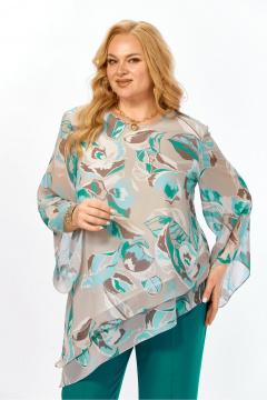 Блуза, брюки Элль-стиль 2459.1 бирюза - фото 5