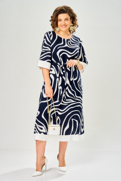 Платье Karina deLux М-1245 синий+белый - фото 1