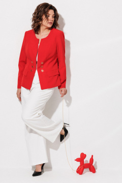 Брюки, жакет, топ ANASTASIA MAK 1123 красный+молочный - фото 3