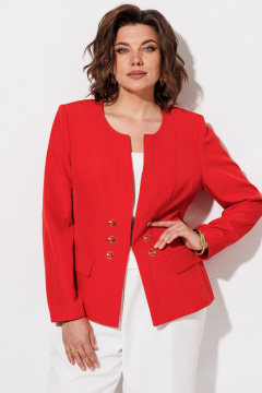 Брюки, жакет, топ ANASTASIA MAK 1123 красный+молочный - фото 4