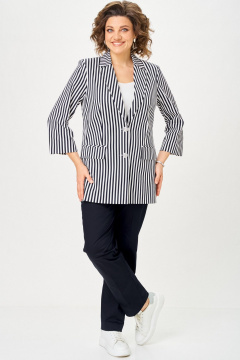 Брюки, жакет БелЭльСтиль 762-3_23_22+609 синий_полоска - фото 5